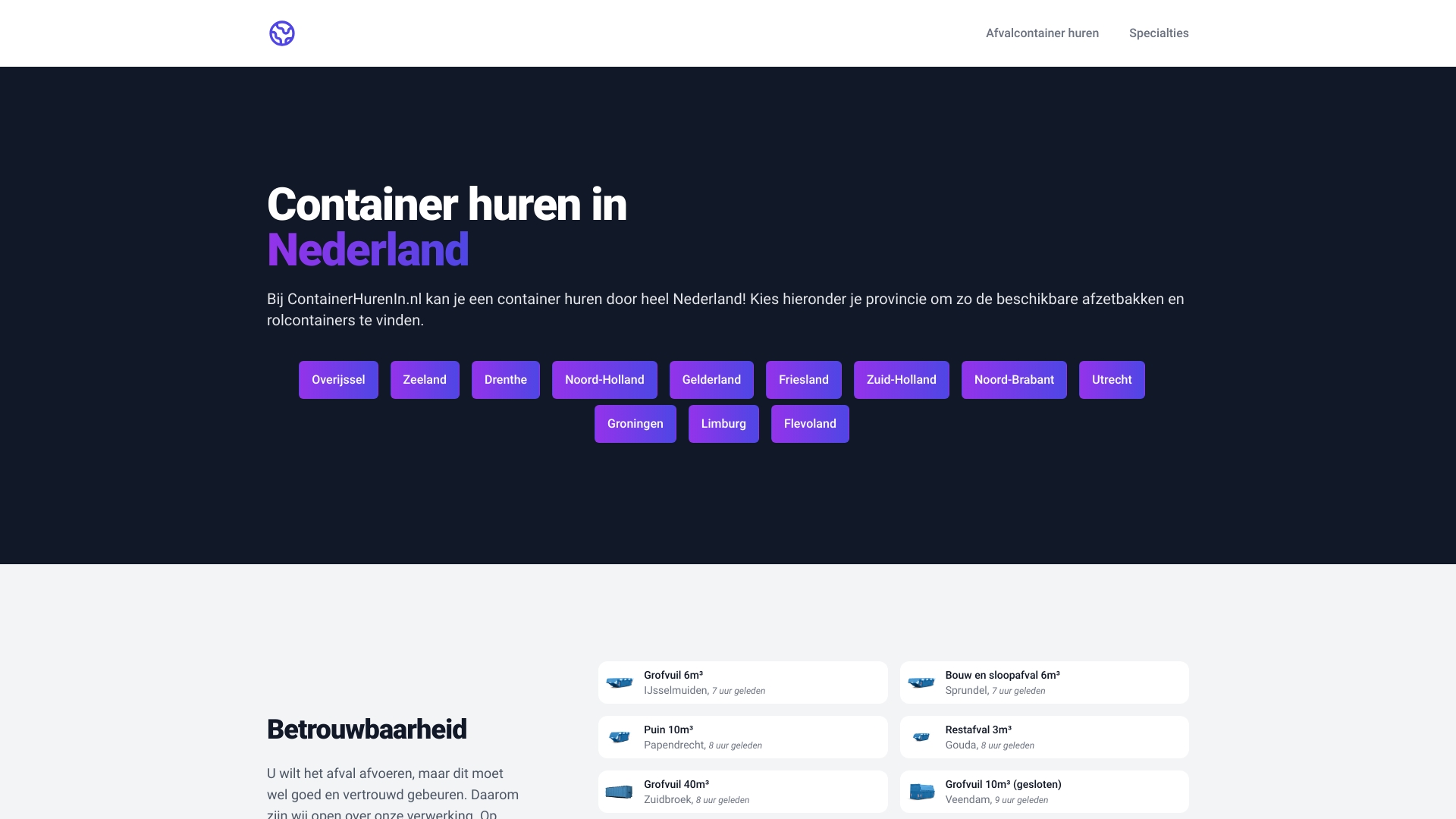 ContainerHurenIn.nl screenshot